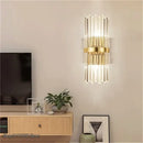 Luxury crystal golden wall lamp bedroom sconce with vertical rods