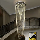 Luxury crystal tassel stair chandelier living room lighting