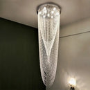 Luxury crystal tassel stair chandelier white staircase light