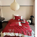 Luxury dark blue bamboo embroidery 1000tc egyptian cotton bedding set