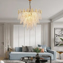 Luxury decorbites glass leaf gold chandelier living room pendant light