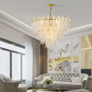 Luxury decorbites glass leaf gold chandelier living room pendant light