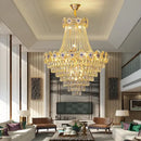 Luxury decorbites gold round chandelier blue crystal stair lights