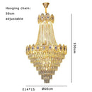 Luxury decorbites gold round chandelier blue crystal stair lights