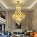 Luxury decorbites gold round chandelier blue crystal stair lights
