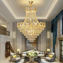 Luxury decorbites gold round chandelier blue crystal stair lights
