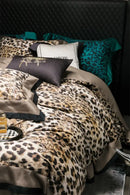 Luxury egyptian cotton leopard print bedding set beige & brown bedroom