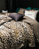 Luxury egyptian cotton leopard print bedding set beige & brown bedroom