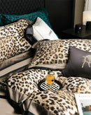 Luxury egyptian cotton leopard print bedding set beige & brown bedroom