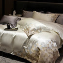 Luxury embroidery bedding set in pearl white & grey – bedroom