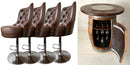 Luxury Wine Barrel Bar Set w/ Pub Table & Wine Barrel Bar Stools - Multi-Use Wine and Whiskey Home Bar Furniture