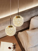 Luxury gold and amber crystal ball pendant light bedroom lighting