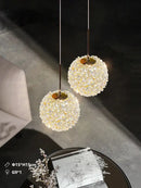 Luxury gold and amber crystal ball pendant light bedroom lighting
