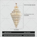Luxury gold and clear crystal chandelier for living room staircase
