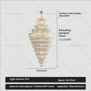 Luxury gold and clear crystal chandelier for living room staircase