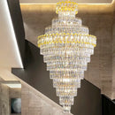 Luxury gold and clear crystal chandelier for living room staircase