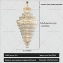 Luxury gold and clear crystal chandelier for living room staircase
