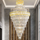 Luxury gold and clear crystal chandelier for living room staircase