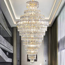 Luxury gold and clear crystal chandelier for living room staircase