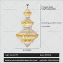 Luxury gold and clear crystal chandelier living room light