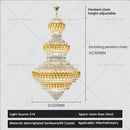 Luxury gold and clear crystal chandelier living room light