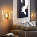 Luxury gold butterfly copper wall lamp bedroom led sconce