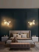Luxury gold butterfly wall lamp for bedroom lighting