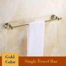 DecorBites™ Brass & Crystal Bathroom Set: Towel Rack, Towel Bar, Paper Holder, Soap Dish