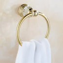 DecorBites™ Brass & Crystal Bathroom Set: Towel Rack, Towel Bar, Paper Holder, Soap Dish