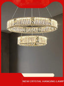 Luxury gold crystal ceiling chandelier dining room double ring led