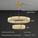Luxury gold crystal ceiling chandelier dining room double ring led