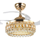 Luxury gold crystal ceiling fan light for living room