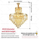 Luxury gold crystal duplex chandelier for living room crown decor
