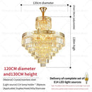 Luxury gold crystal duplex chandelier for living room crown decor