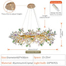 Luxury gold crystal flowers chandelier dining room tree branch light