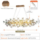Luxury gold crystal flowers chandelier dining room tree branch light