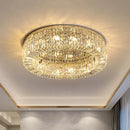 Luxury gold crystal glass round ceiling chandelier for living room