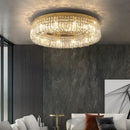 Luxury gold crystal glass round ceiling light for living room