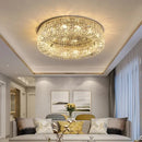 Luxury gold crystal glass round ceiling light for living room