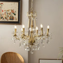 Luxury gold crystal pendant chandelier foyer light with pearl strands