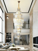Luxury gold crystal pendant chandelier – hotel lobby tiered glass light