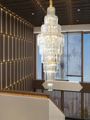 Luxury gold crystal pendant chandelier – hotel lobby tiered glass light