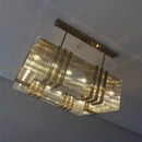 Luxury gold crystal rectangular pendant lights dining room led
