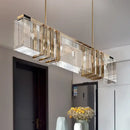 Luxury gold crystal rectangular pendant lights dining room led