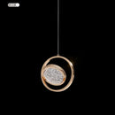 Luxury gold crystal ring pendant light bedroom rotatable lighting