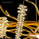 Luxury gold crystal tassel chandelier living room tree branch light