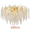 Luxury gold crystal tassel chandelier living room tree branch light