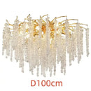 Luxury gold crystal tassel chandelier living room tree branch light