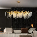 Luxury gold crystal tassel chandelier living room tree branch light