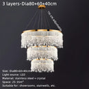 Luxury gold crystal water curtain pendant chandelier for living room